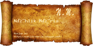 Náhlik Mária névjegykártya
